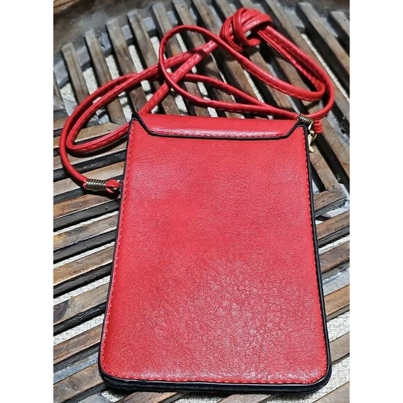 Convenient MIni Crossbody Retro Buckle PU Mobile Phone Travel Bag Purse Red - Picture 7 of 7